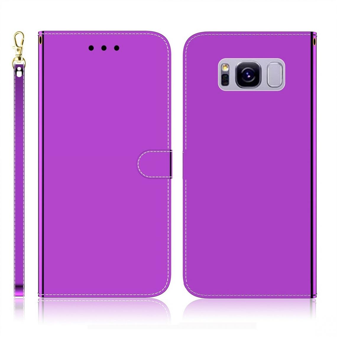 Wewoo - Housse Coque Pour Galaxy S8 Etui à rabat horizontal en surface imitation miroir avec fentes cartes et porte-cartes ainsi que portefeuille et lanière violet - Coque, étui smartphone