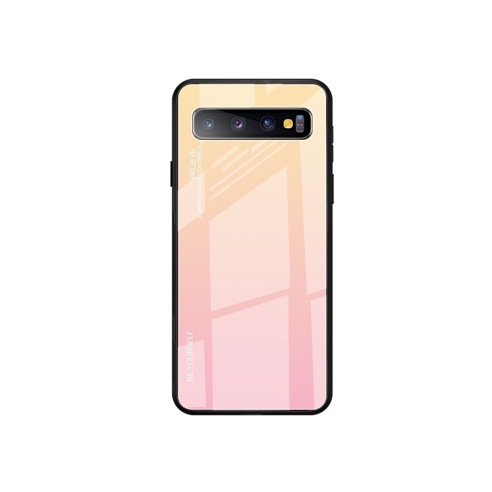 Wewoo - Coque Pour Galaxy S10 5G Gradient Color Glass Case Jaune - Coque, étui smartphone