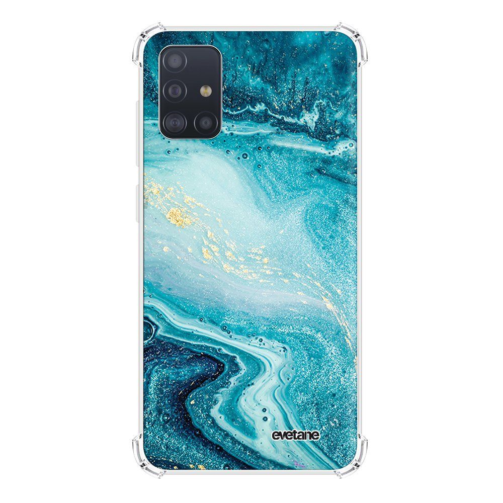 Evetane - Coque Samsung Galaxy A71 anti-choc souple avec angles renforcés transparente Bleu Nacré Marbre Evetane - Coque, étui smartphone