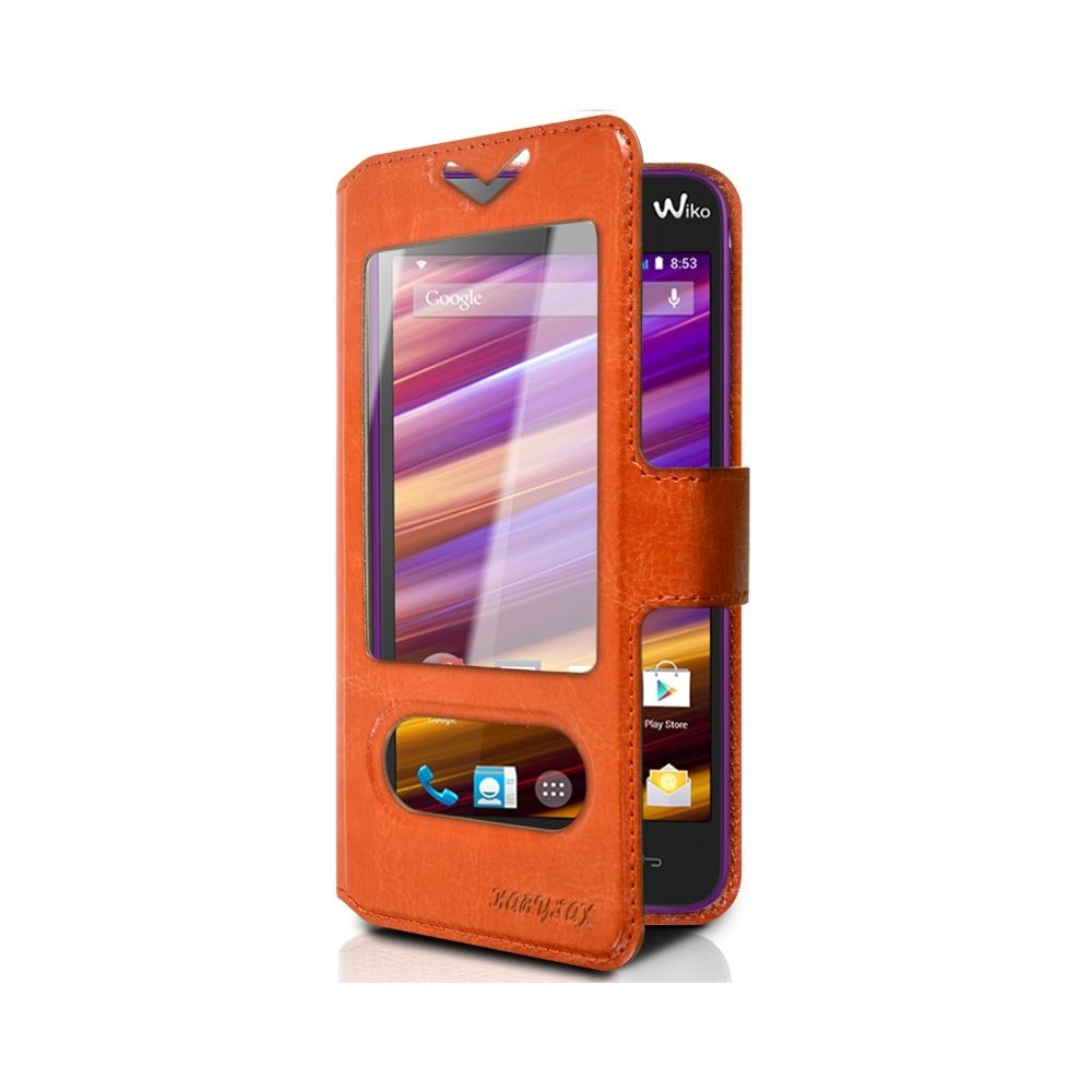 Karylax - Housse Coque Etui S-view Universel M Couleur Orange pour Wiko Jimmy - Autres accessoires smartphone