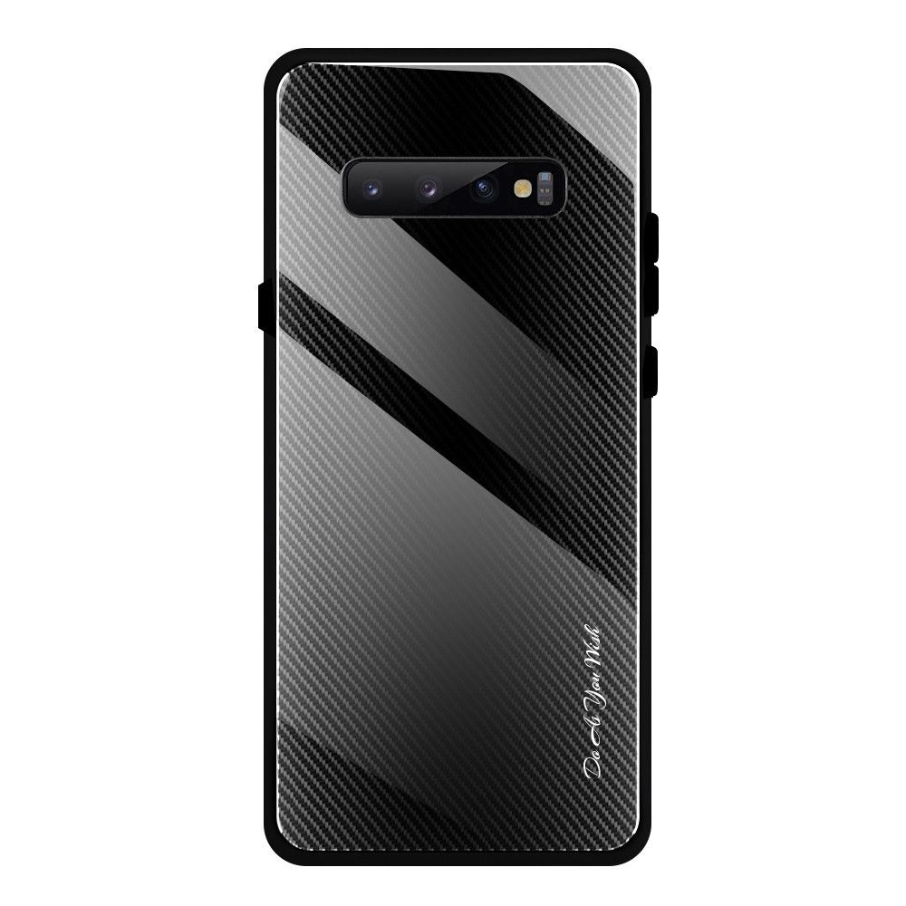 Wewoo - Coque Pour Galaxy S10 Texture Gradient Glass Protective Case Black - Coque, étui smartphone