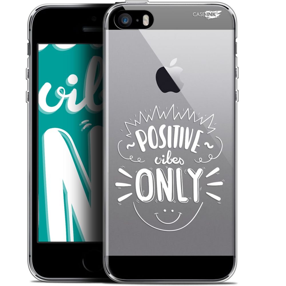 Caseink - Coque arrière Apple iPhone 5/5s/SE (4 ) Gel HD [ Nouvelle Collection - Souple - Antichoc - Imprimé en France] Positive Vibes Only - Coque, étui smartphone