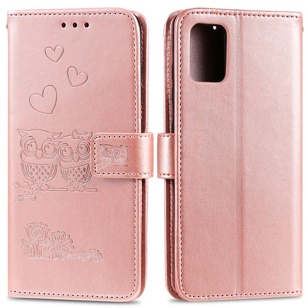 Generic - Etui en PU motif de hiboux avec support or rose pour votre Samsung Galaxy A41 - Coque, étui smartphone