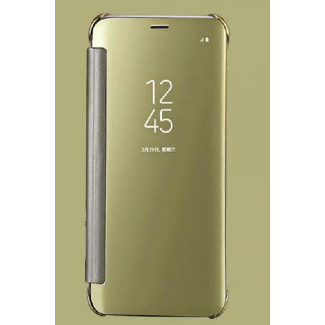 Little Boutik - Housse Etui pour Samsung Galaxy J7 2017 Protection Folio Clear View Rabat Anti-choc Or - Coque, étui smartphone