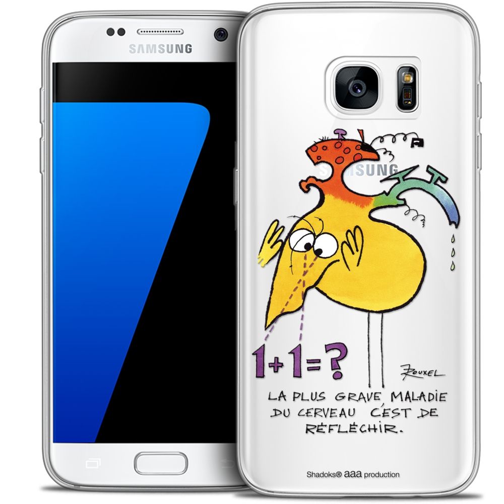 Caseink - Coque Housse Etui Samsung Galaxy S7 [Crystal HD Collection Les Shadoks ? Design Réfléchir - Rigide - Ultra Fin - Imprimé en France] - Coque, étui smartphone