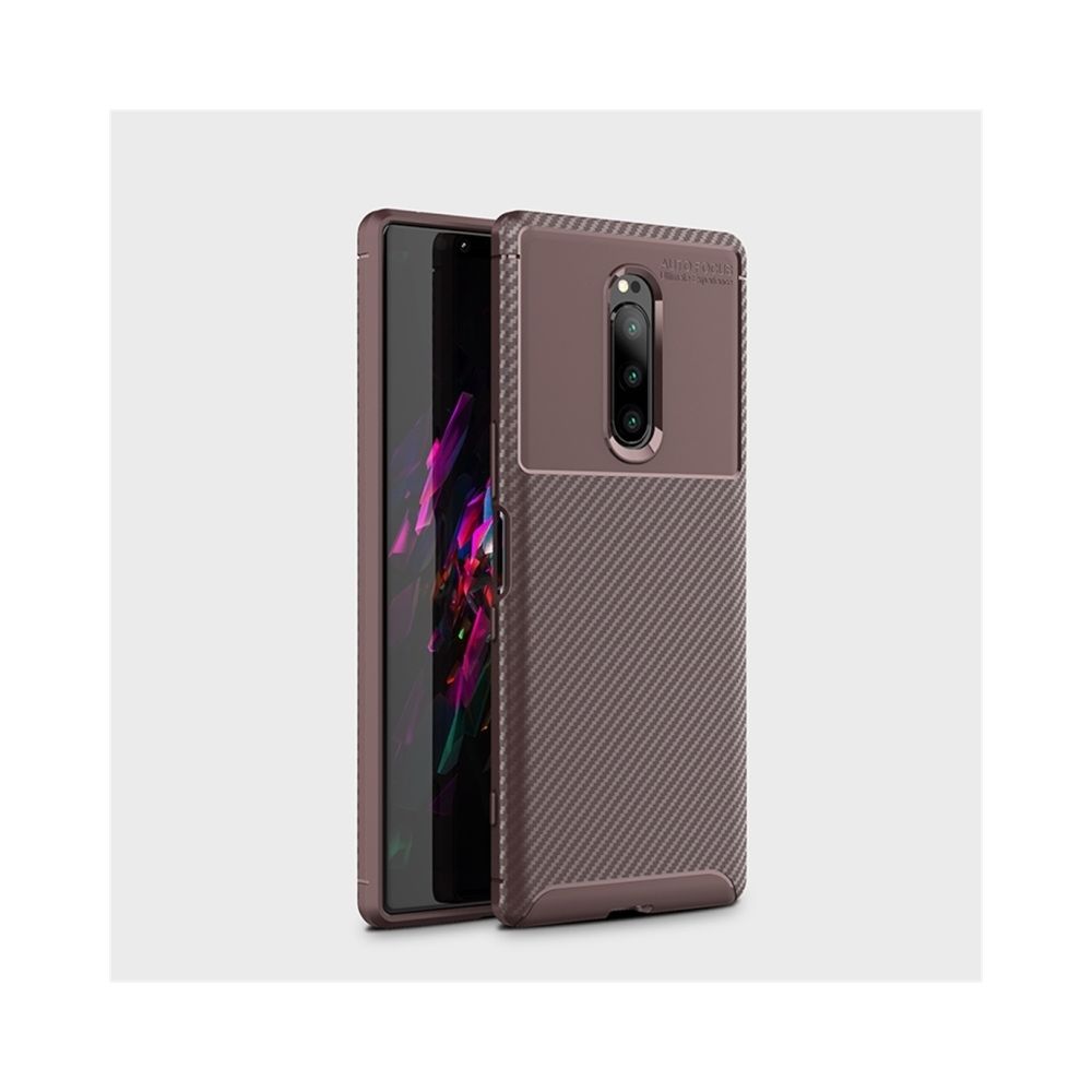 Wewoo - Coque en TPU antichoc fibre de carbone pour Sony Xperia XZ4 (Marron) - Coque, étui smartphone