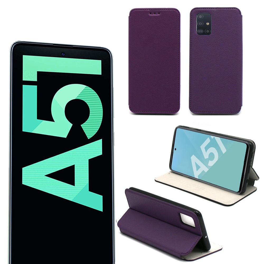 Xeptio - Housse Samsung Galaxy A51 violette - Etui Coque violet Galaxy A51 Protection antichoc à rabat Smartphone 2019 / 2020 - Accessoires Pochette Case - Coque, étui smartphone