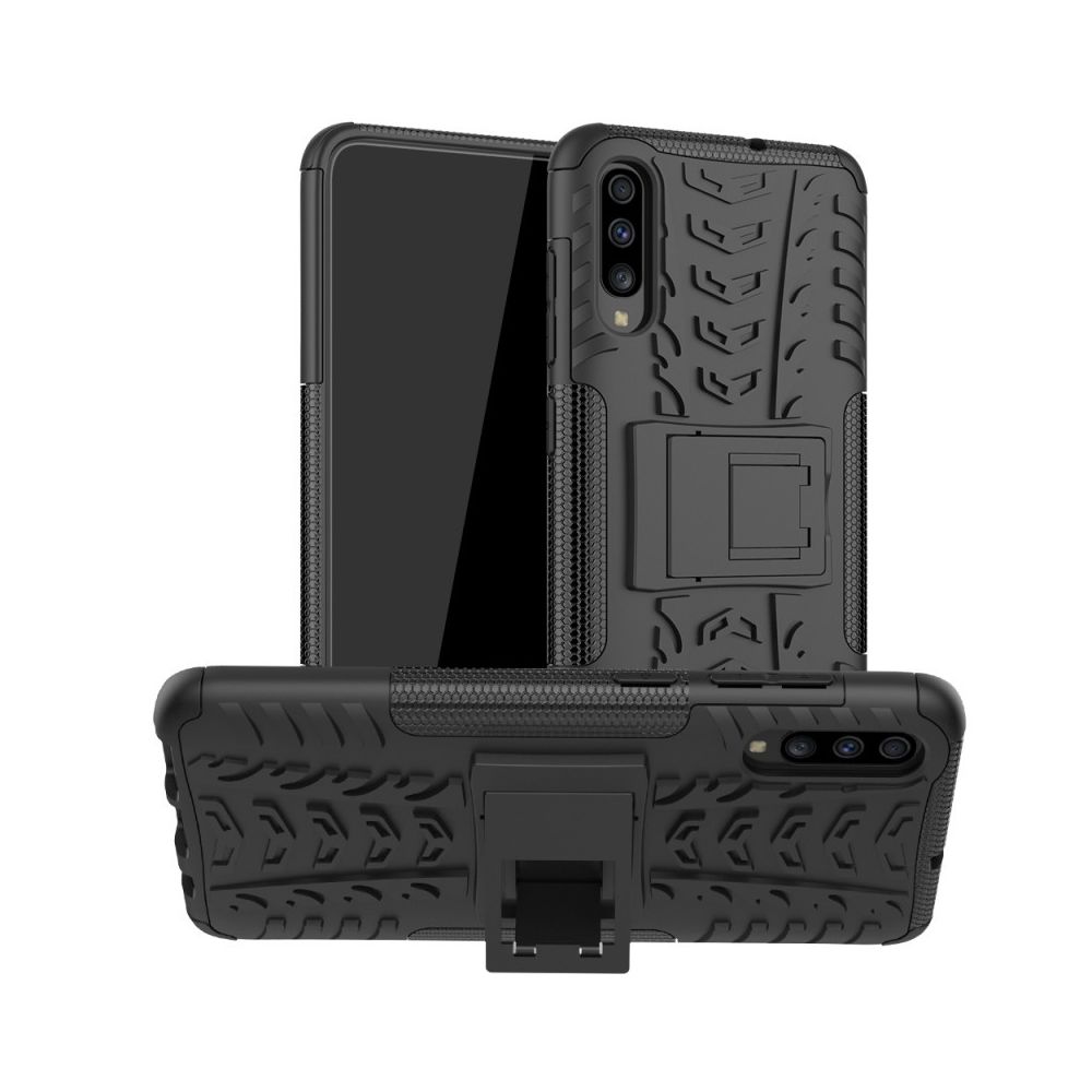 Wewoo - Coque Pour Galaxy A70s Texture de pneu TPU antichoc + PC Housse de protection avec support noir - Coque, étui smartphone