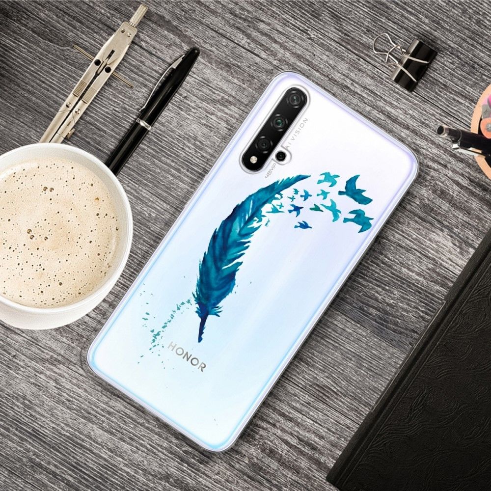 marque generique - Coque en TPU impression de motifs clair plume bleue pour votre Huawei Honor 20 - Coque, étui smartphone