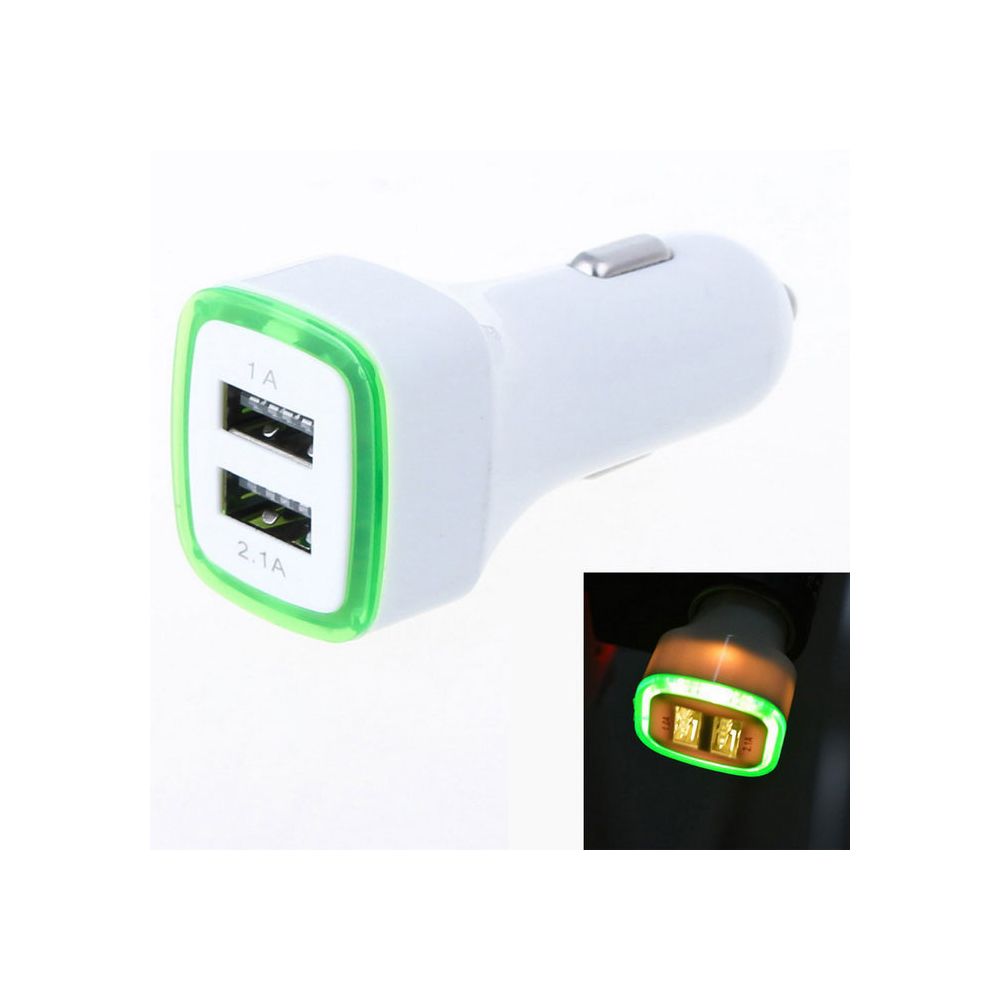 Shot - Double Adaptateur LED Prise Allume Cigare USB pour HUAWEI Ascend P8 Smartphone Double 2 Ports Voiture Chargeur Universel (VERT) - Batterie téléphone