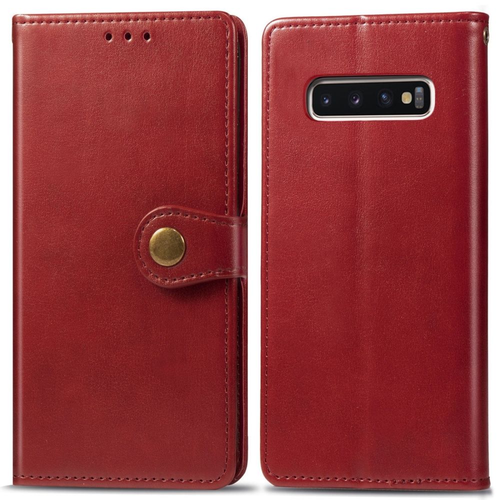 Wewoo - Housse Étui Coque en cuir de protection pour téléphone mobile avec boucle photocadre photo et fente carteportefeuille et support Galaxy S10 rouge - Coque, étui smartphone