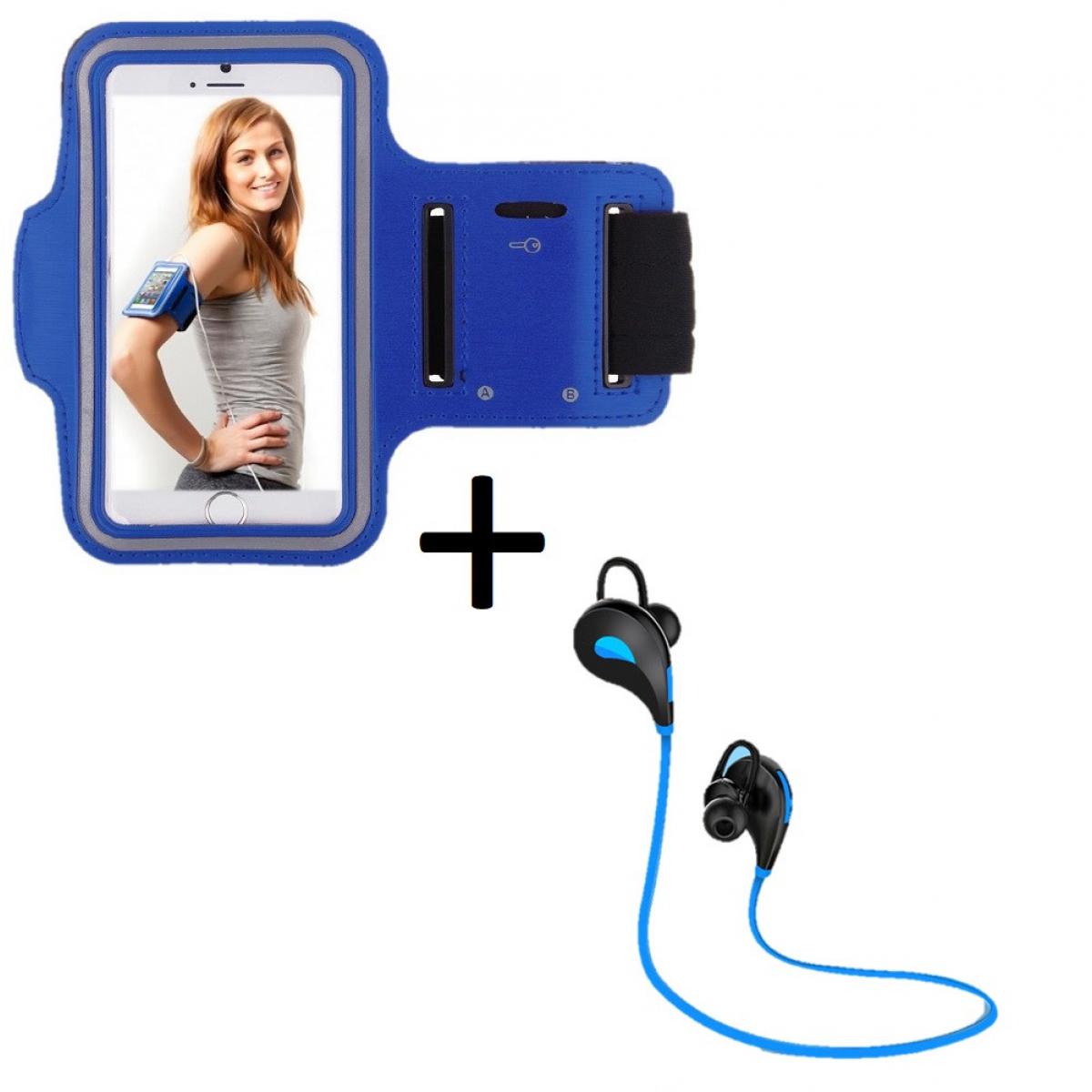Shot - Pack Sport pour HUAWEI nova 5T Smartphone (Ecouteurs Bluetooth Sport + Brassard) Courir T7 (BLEU) - Coque, étui smartphone