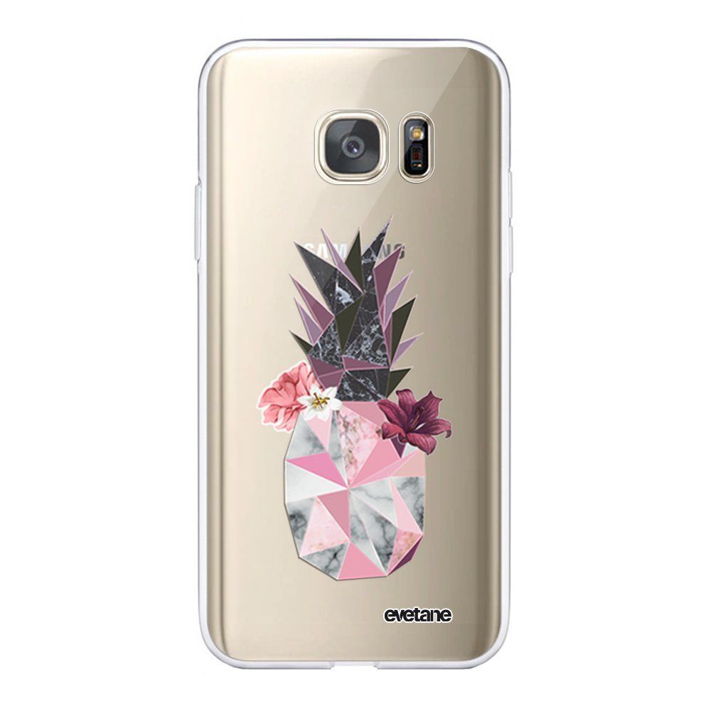 Evetane - Coque Samsung Galaxy S7 souple transparente Ananas Fleuri Motif Ecriture Tendance Evetane - Coque, étui smartphone