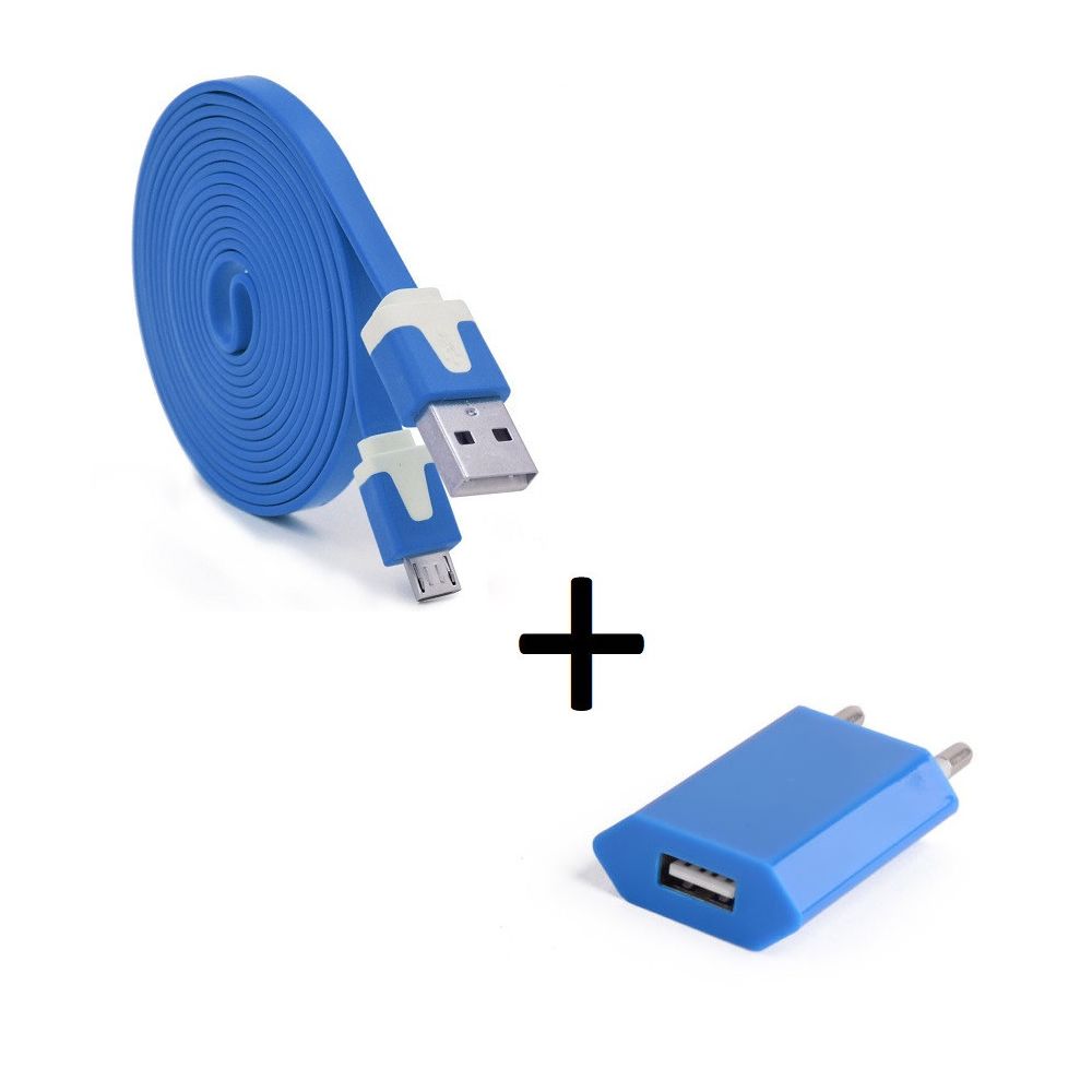 Shot - Pack Chargeur pour ASUS ZenFone 2 Micro USB (Cable Noodle 3m + Prise Secteur Couleur USB) Android - Chargeur secteur téléphone