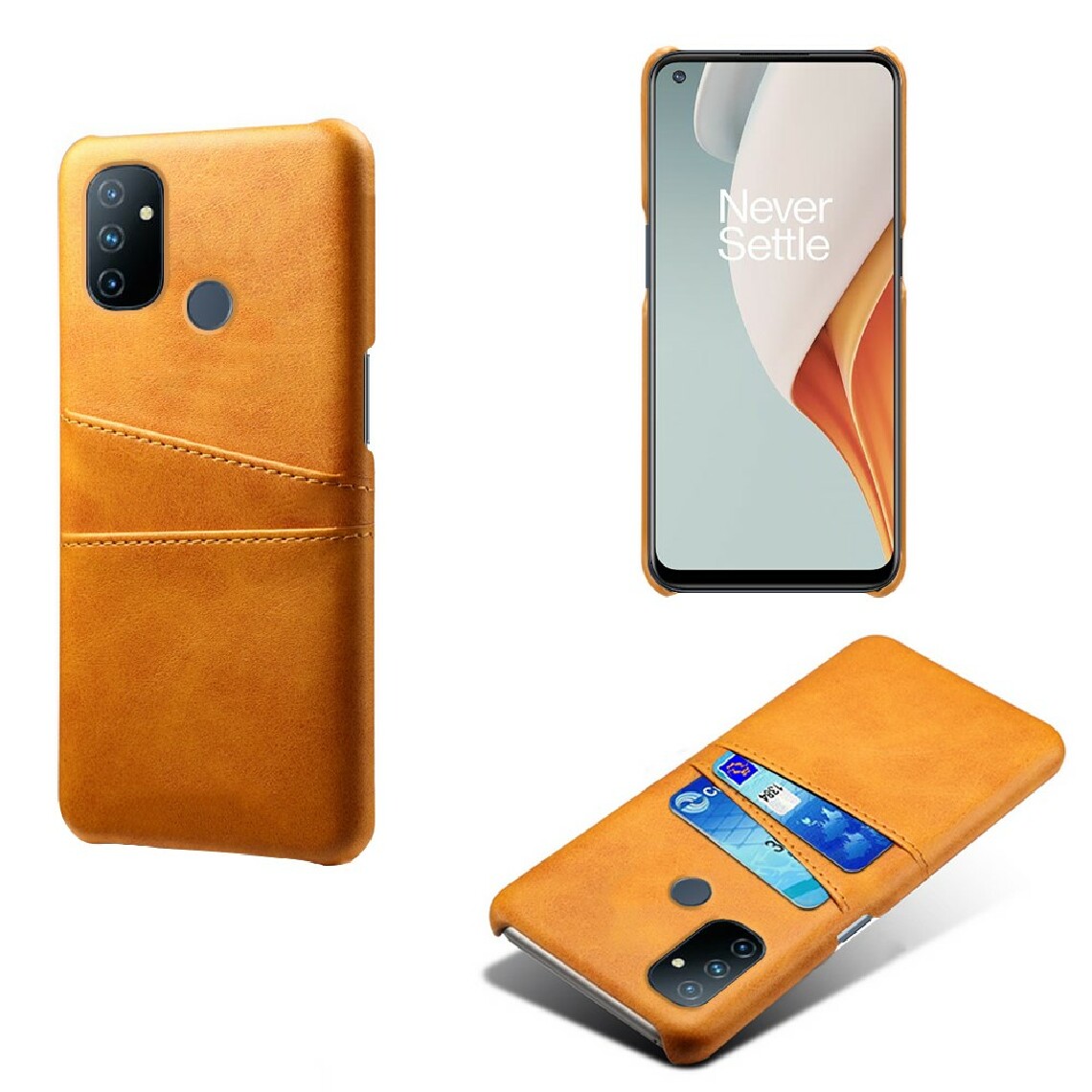 Other - Coque en TPU + PU avec double porte-cartes orange pour votre OnePlus Nord N100 - Coque, étui smartphone
