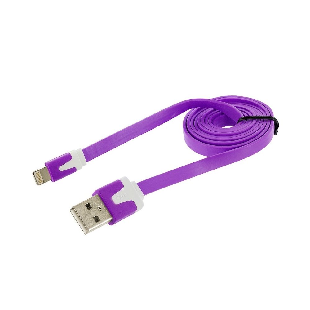 Shot - Cable pour IPHONE 7 Noodle Chargeur Lighting Usb APPLE 1m (VIOLET) - Chargeur secteur téléphone