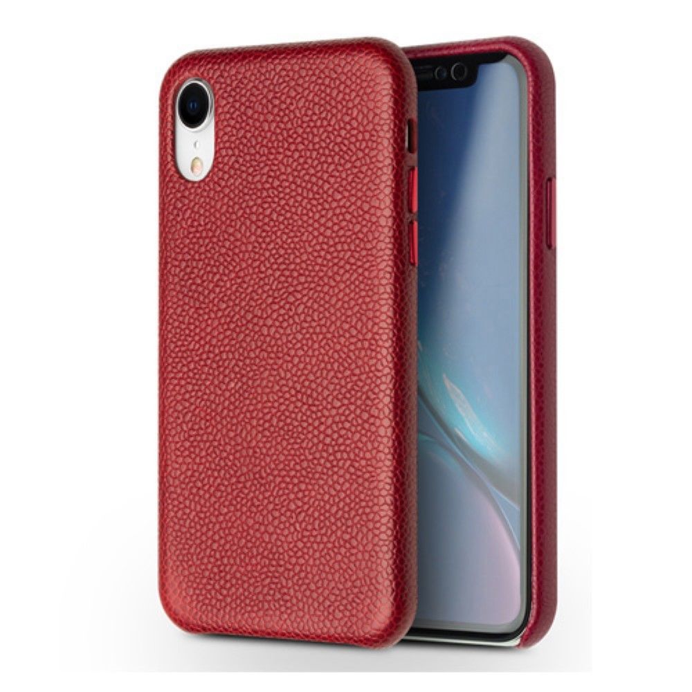 marque generique - Etui en cuir véritable Peau de veau litchi classique enduite rouge pour votre Apple iPhone XR 6.1 pouces - Autres accessoires smartphone