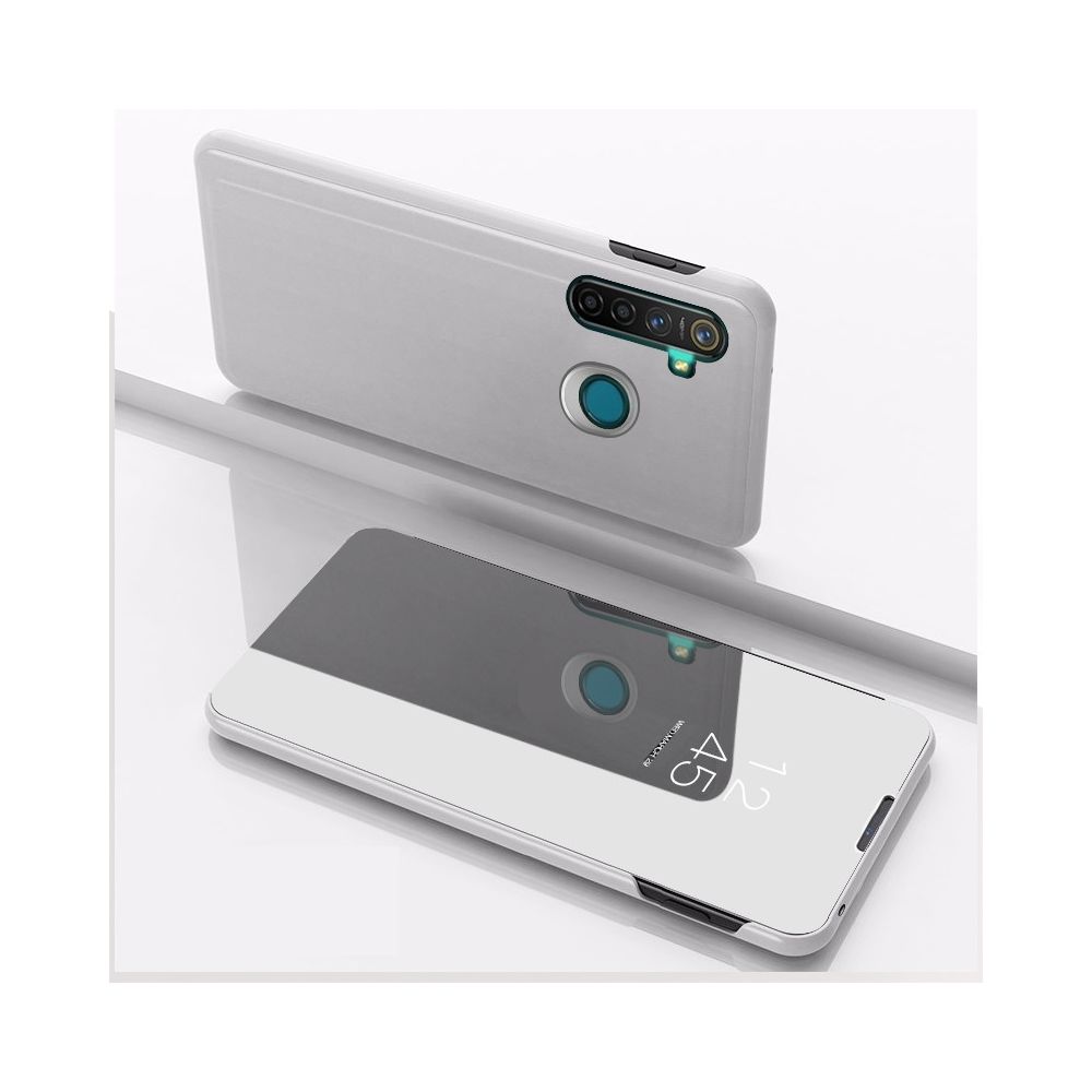 Wewoo - Coque Rigide Pour OPPO Realme 5 Pro Miroir Plaqué Cuir Flip Horizontal avec support Étui Téléphone Mobile Argent - Coque, étui smartphone