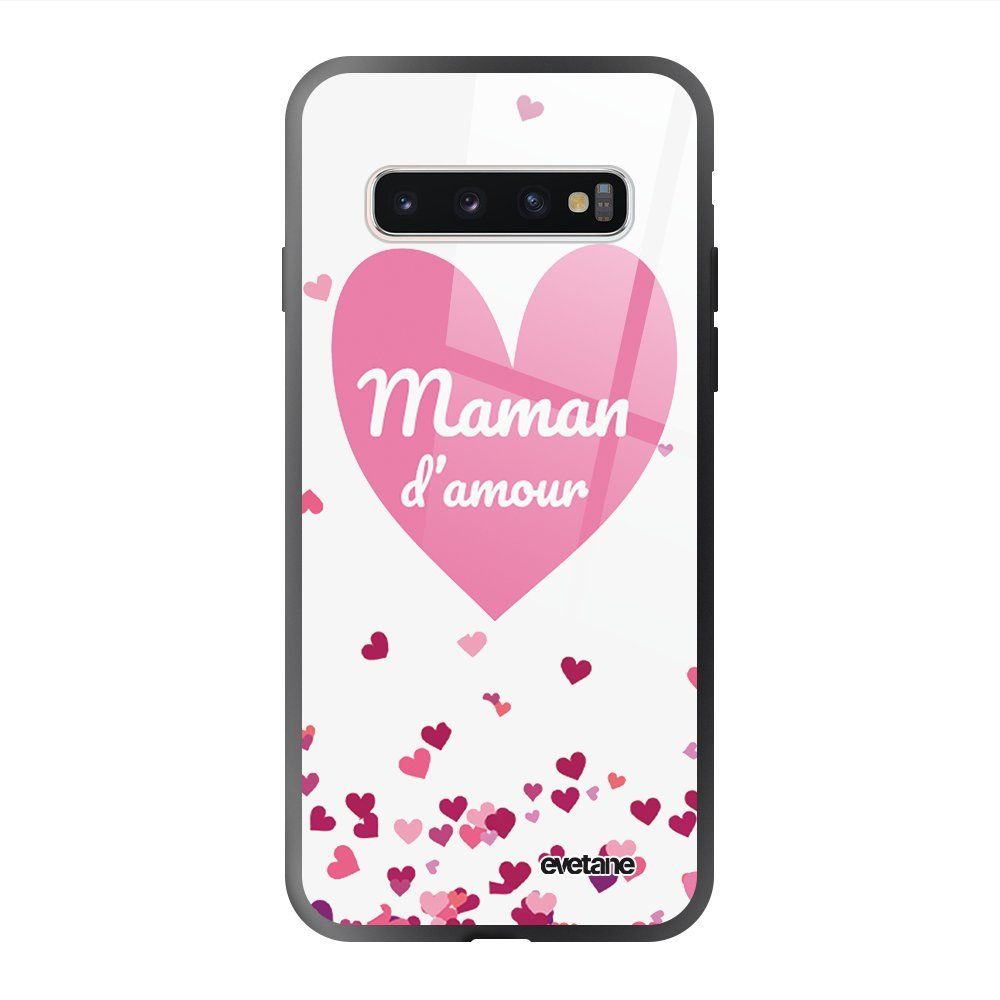 Evetane - Coque en verre trempé Samsung Galaxy S10 Maman d'amour coeurs Ecriture Tendance et Design Evetane. - Coque, étui smartphone