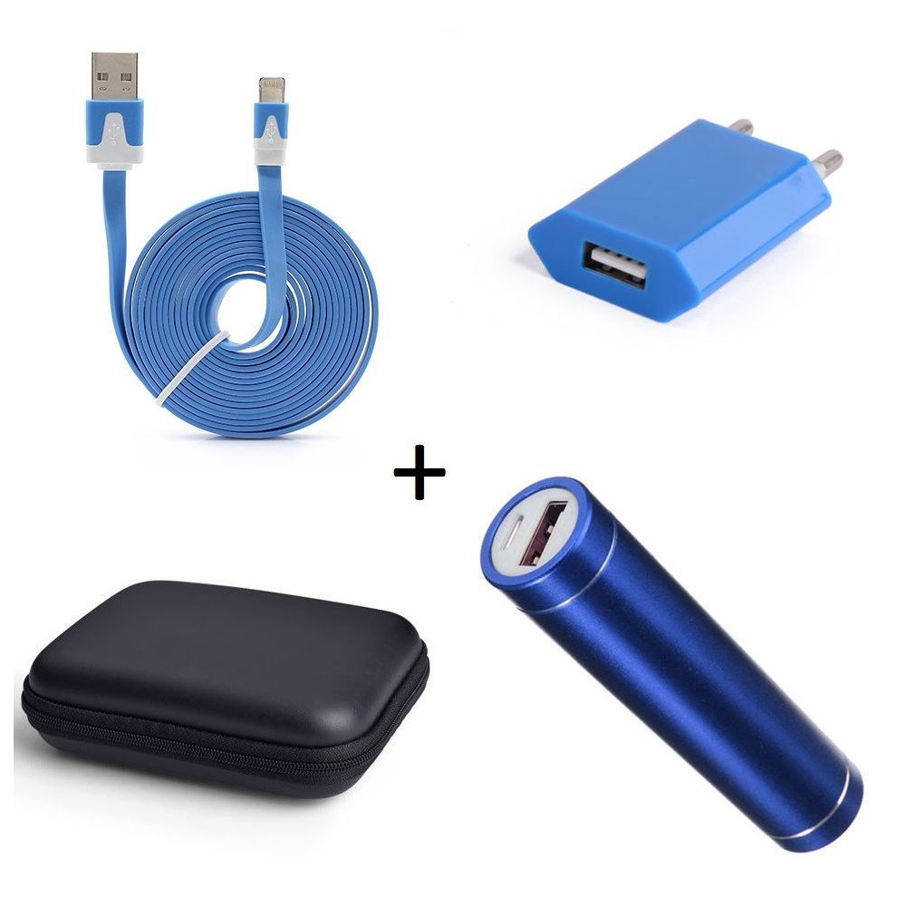 Shot - Pack pour IPHONE 7 Plus (Cable Chargeur Noodle Lightning + Pochette + Batterie + Prise Secteur) APPLE - Chargeur secteur téléphone