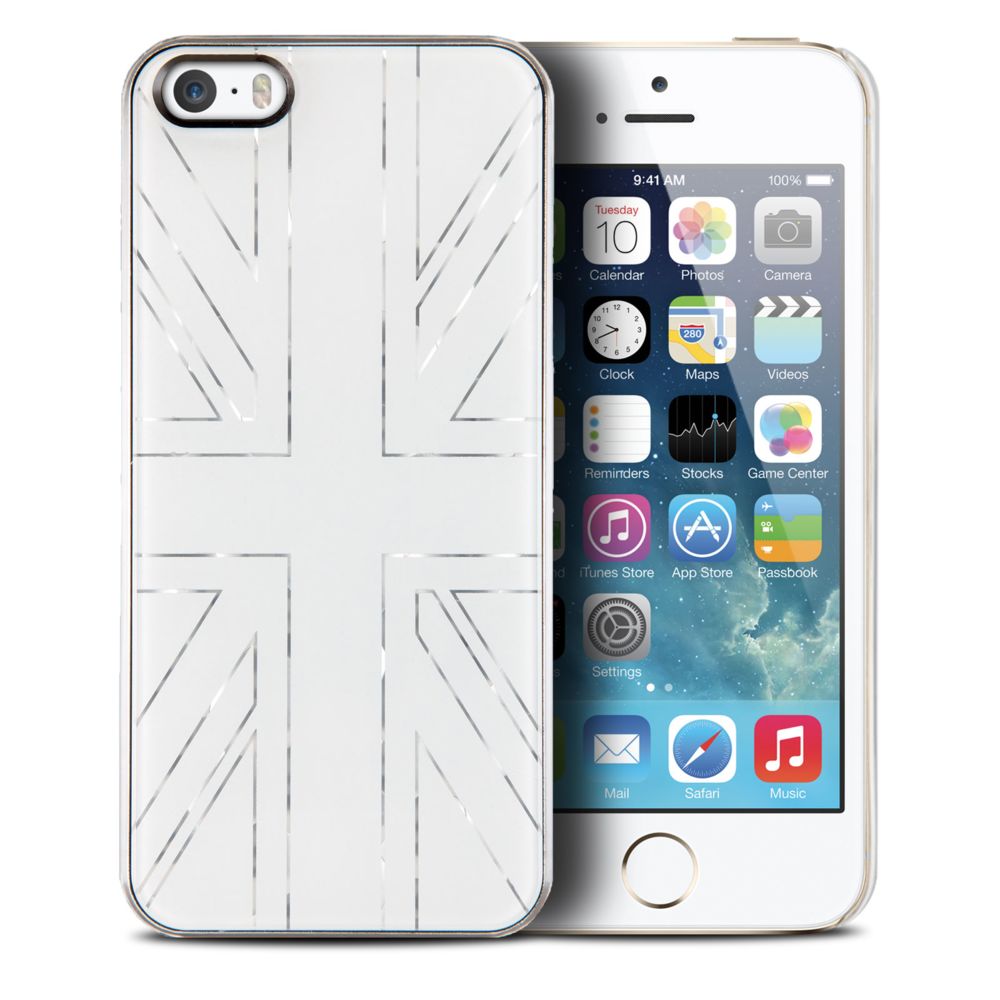Caseink - Coque Housse Etui [Smoothies Series] Metallics UK Blanc pour iPhone 5/5S/SE - Coque, étui smartphone