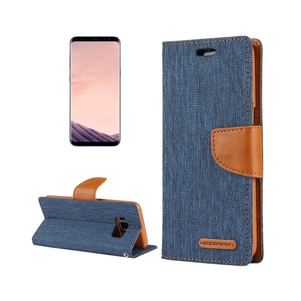 Wewoo - Housse Étui pour Samsung Galaxy S8 toile horizontale flip en cuir avec fentes CANVAS DIARY cartes et porte-monnaie support marine - Coque, étui smartphone