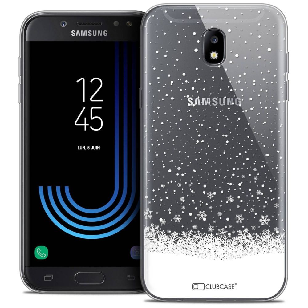 Caseink - Coque Housse Etui Samsung Galaxy J7 2017 J730 (5.5 ) [Crystal Gel HD Collection Noël 2017 Design Flocons de Neige - Souple - Ultra Fin - Imprimé en France] - Coque, étui smartphone
