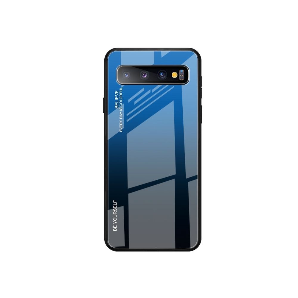 Wewoo - Coque Pour Galaxy S10 5G Gradient Color Glass Case Blue - Coque, étui smartphone