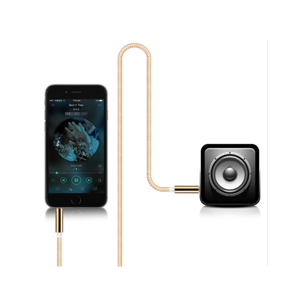 Shot - Cable Jack/Jack Metal pour LG G6 Smartphone Voiture Musique Audio Double Jack Male 3.5 mm Universel (OR) - Support téléphone pour voiture