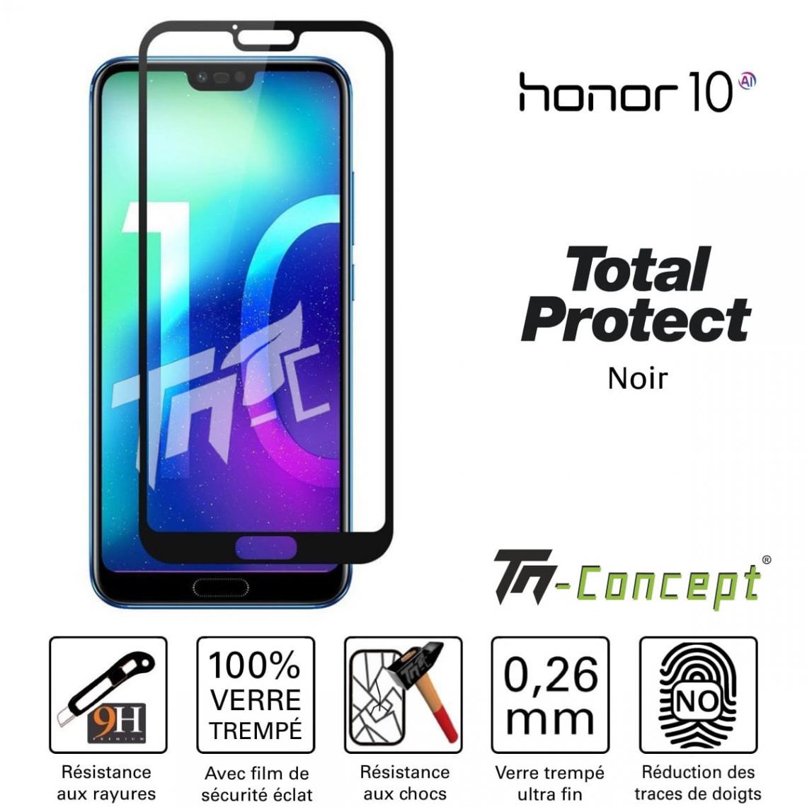 Tm Concept - Verre trempé intégral - Huawei Honor 10 - Noir - TM Concept® - Protection écran smartphone