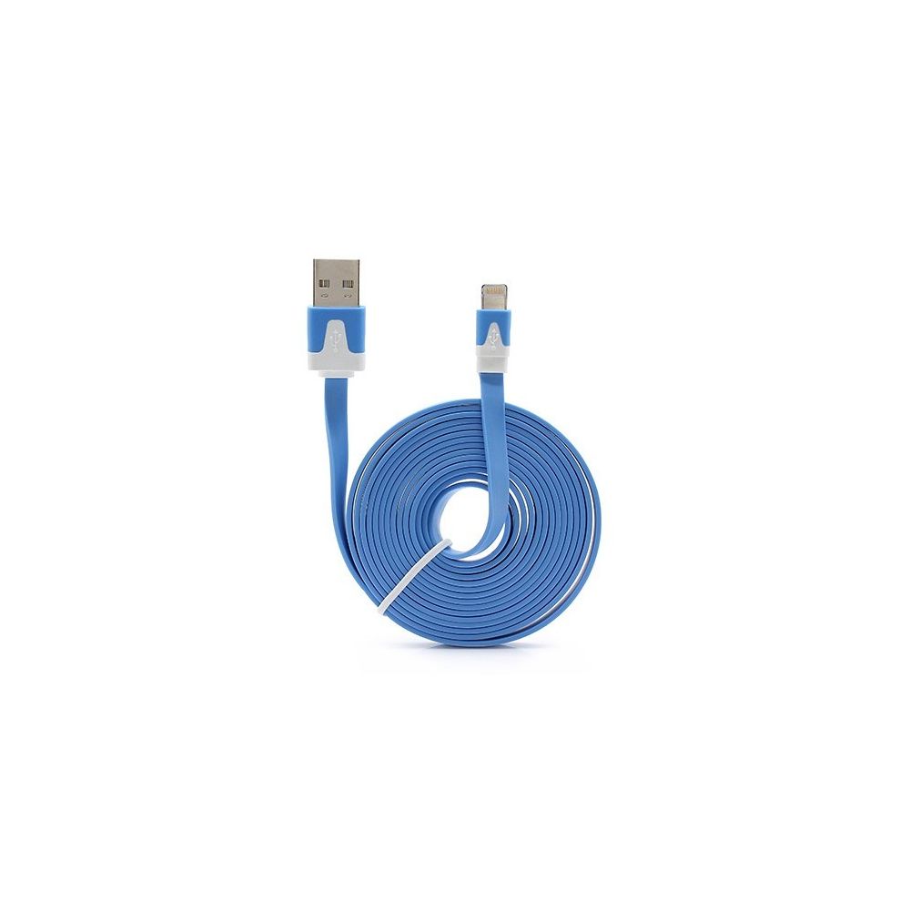 Shot - Cable Noodle 3m Lightning pour IPHONE APPLE 3 Metres Chargeur USB Smartphone Connecteur (BLEU) - Chargeur secteur téléphone