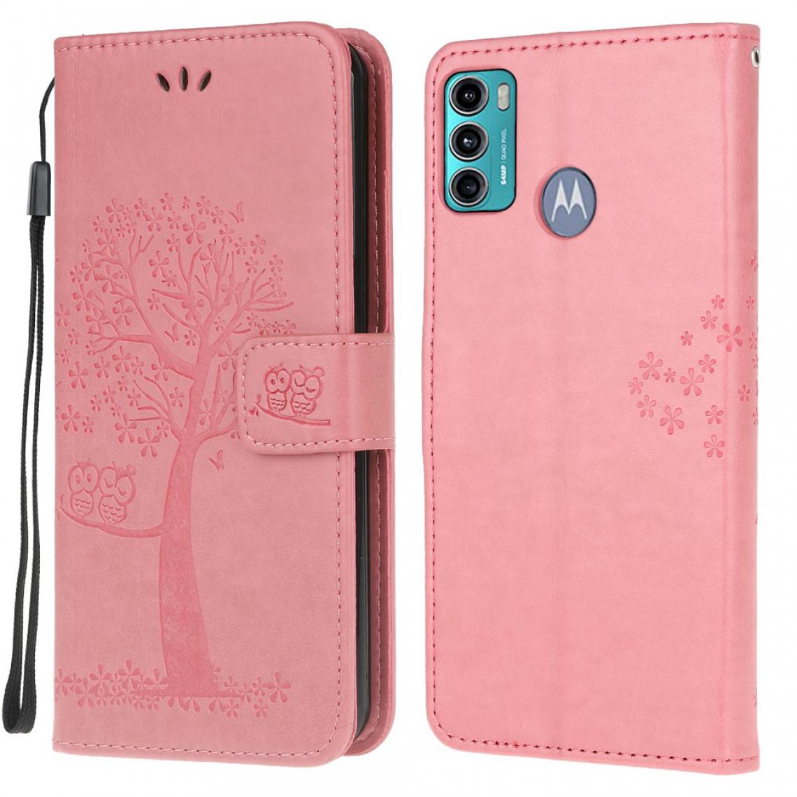 Other - Etui en PU Motif d'arbre hibou imprimé avec support rose pour votre Motorola Moto G60/G40 Fusion - Coque, étui smartphone
