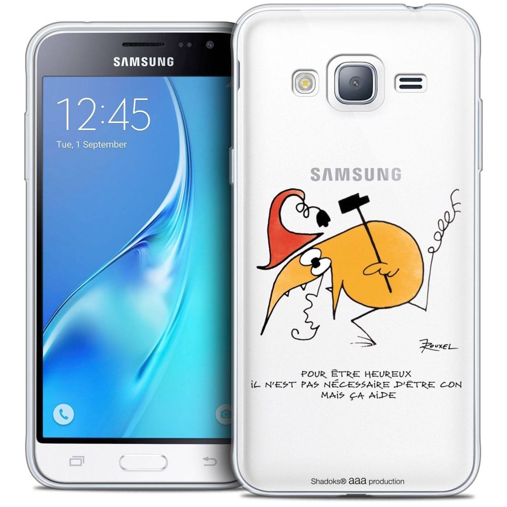 Caseink - Coque Housse Etui Samsung Galaxy J3 2016 (J320) [Crystal HD Collection Les Shadoks ? Design Pour Être Heureux - Rigide - Ultra Fin - Imprimé en France] - Coque, étui smartphone