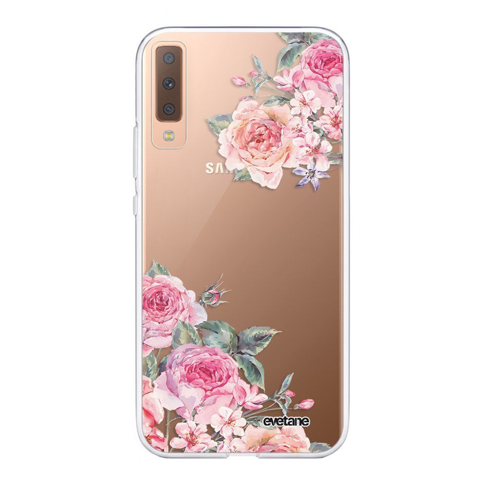 Evetane - Coque Samsung Galaxy A7 2018 souple transparente Roses roses Motif Ecriture Tendance Evetane. - Coque, étui smartphone
