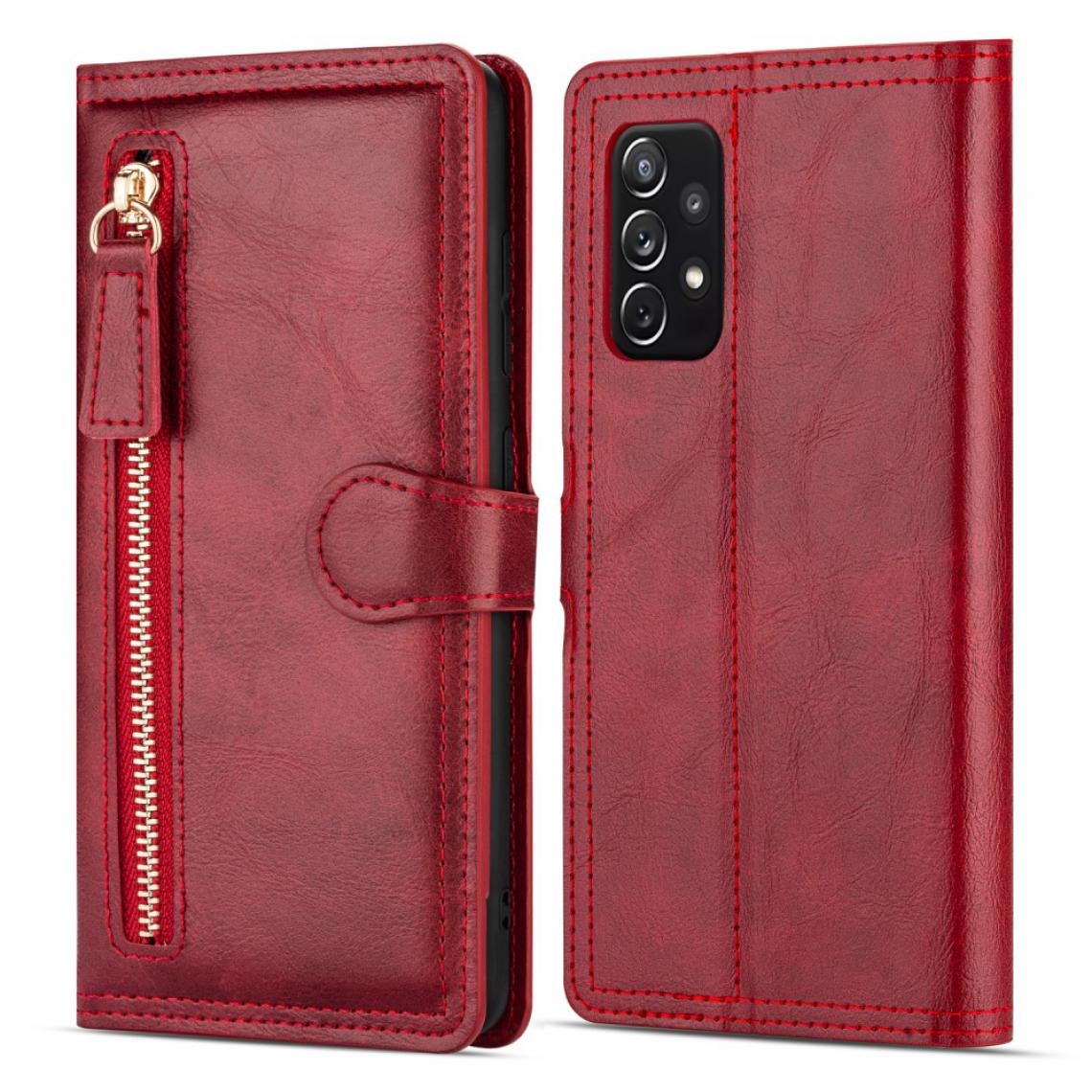 Other - Etui en PU Poche zippée avec support rouge pour votre Samsung Galaxy A72 5G/4G - Coque, étui smartphone