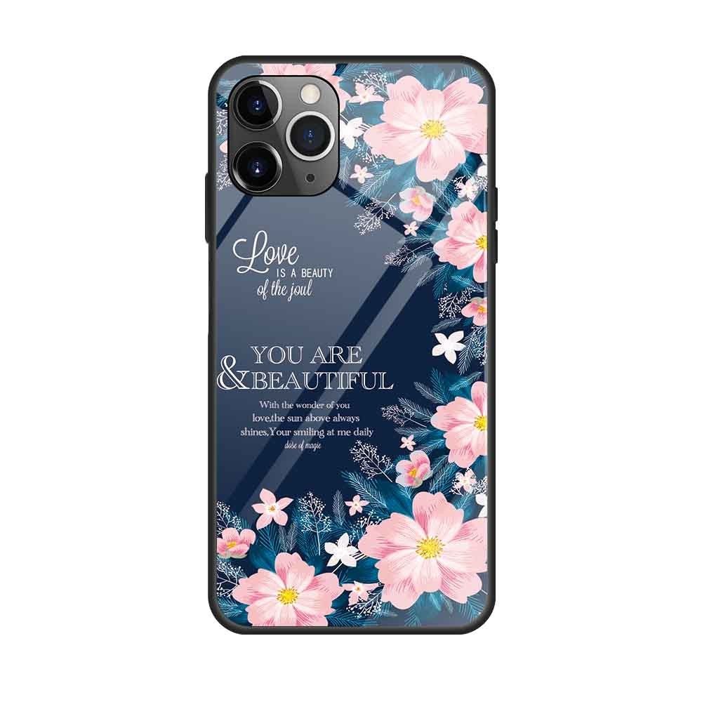 Wewoo - Coque Rigide Pour iPhone 11 coloré étui en verre peint fleur - Coque, étui smartphone
