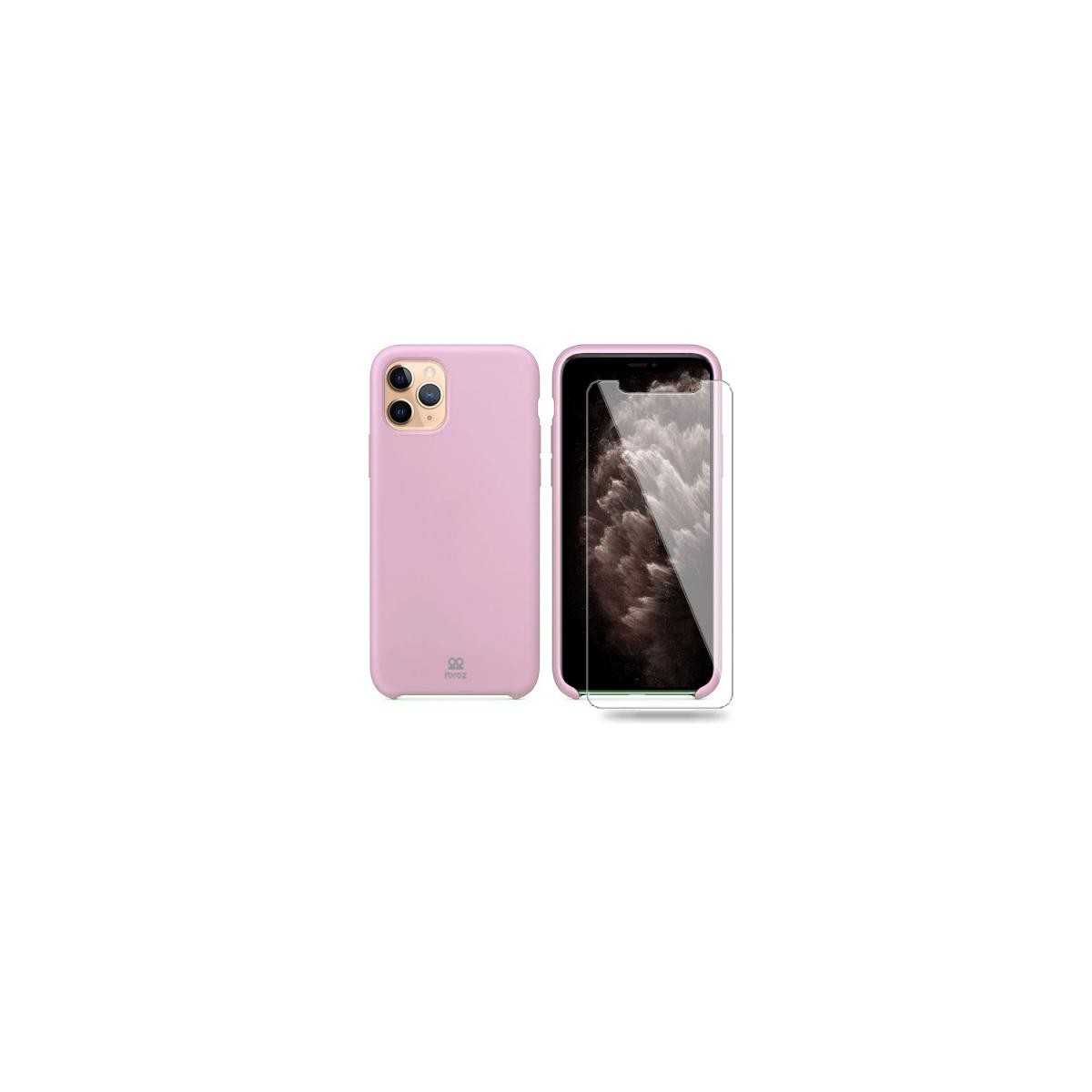 Ibroz - Ibroz Coque silicone rose + Verre trempé pour iPhone 11 Pro - Coque, étui smartphone