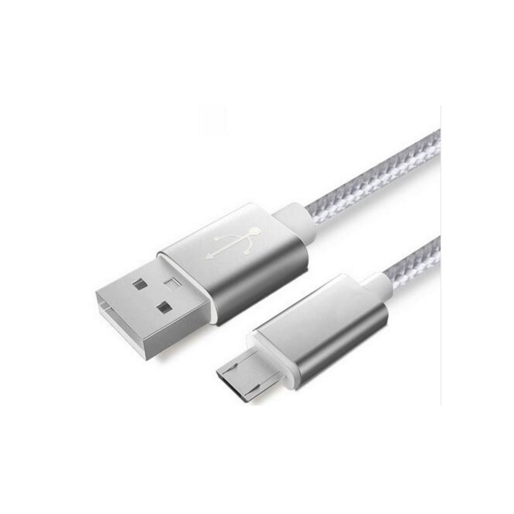 Shot - Cable Metal Nylon Pour ALCATEL Pixi 4 (6) 4G Android Chargeur USB/Micro USB 1,5m Connecteur Tresse (ARGENT) - Chargeur secteur téléphone