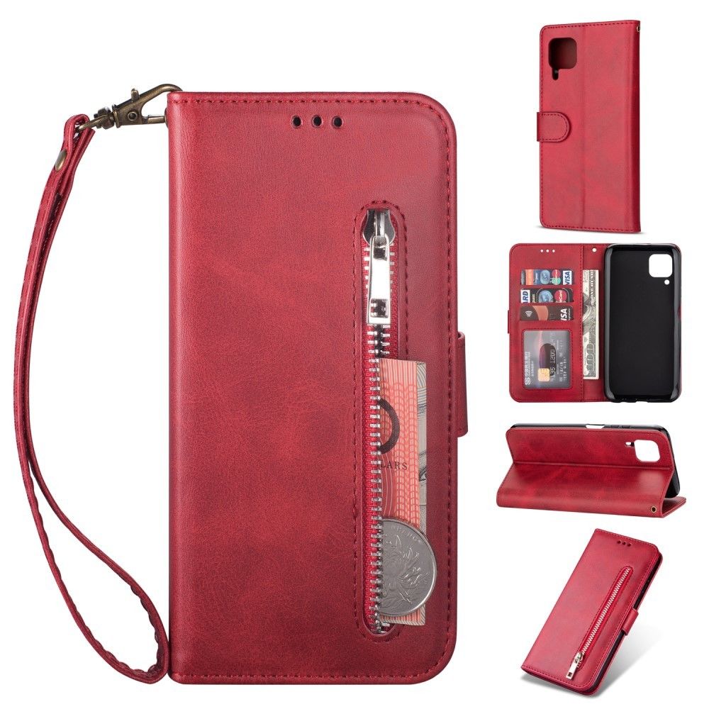 Generic - Etui en PU poche zippée avec support et sangle rouge pour votre Huawei P40 LITE/Nova 6 SE/Nova 7i - Coque, étui smartphone