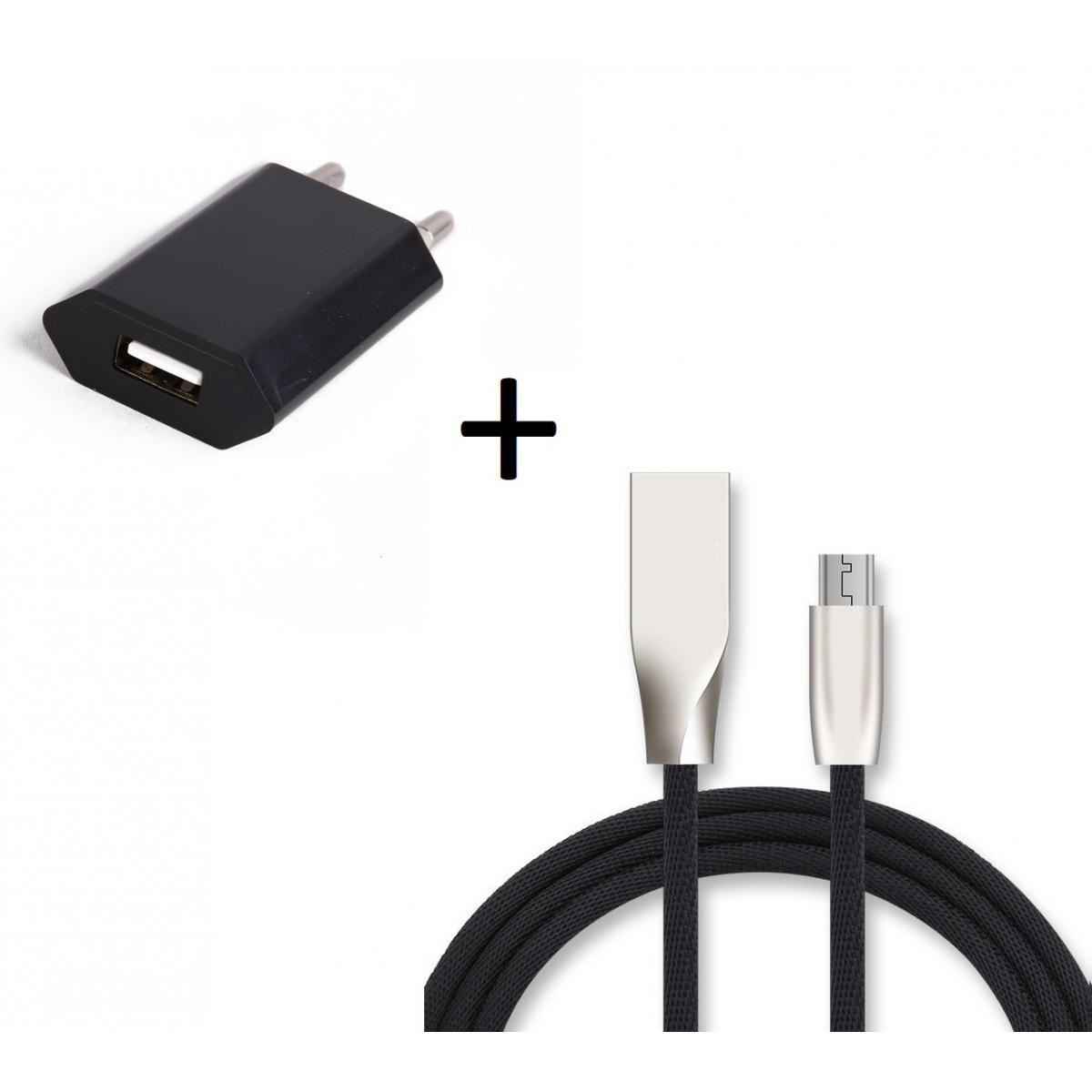 Shot - Pack Chargeur Micro USB pour SAMSUNG Galaxy J6+ (Cable Fast Charge + Prise Secteur Couleur USB) Android (NOIR) - Chargeur secteur téléphone