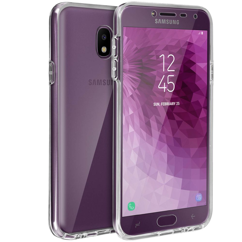 Avizar - Coque Samsung Galaxy J4 Protection Silicone + Arrière Polycarbonate Transparent - Coque, étui smartphone
