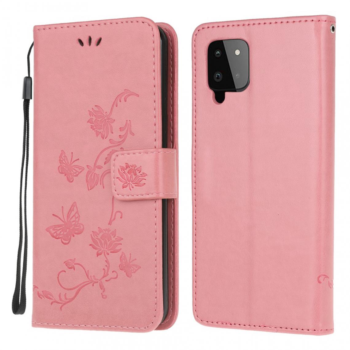 Other - Etui en PU Empreinte Papillon Fleur avec support rose pour votre Samsung Galaxy A22 4G (EU Version) - Coque, étui smartphone