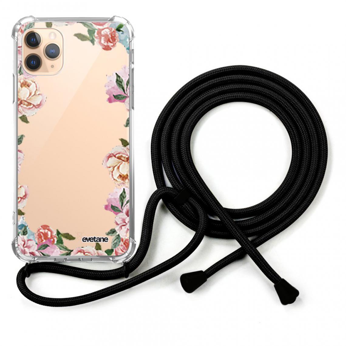 Evetane - Coque iPhone 11 Pro coque avec cordon transparente Flowers - Coque, étui smartphone
