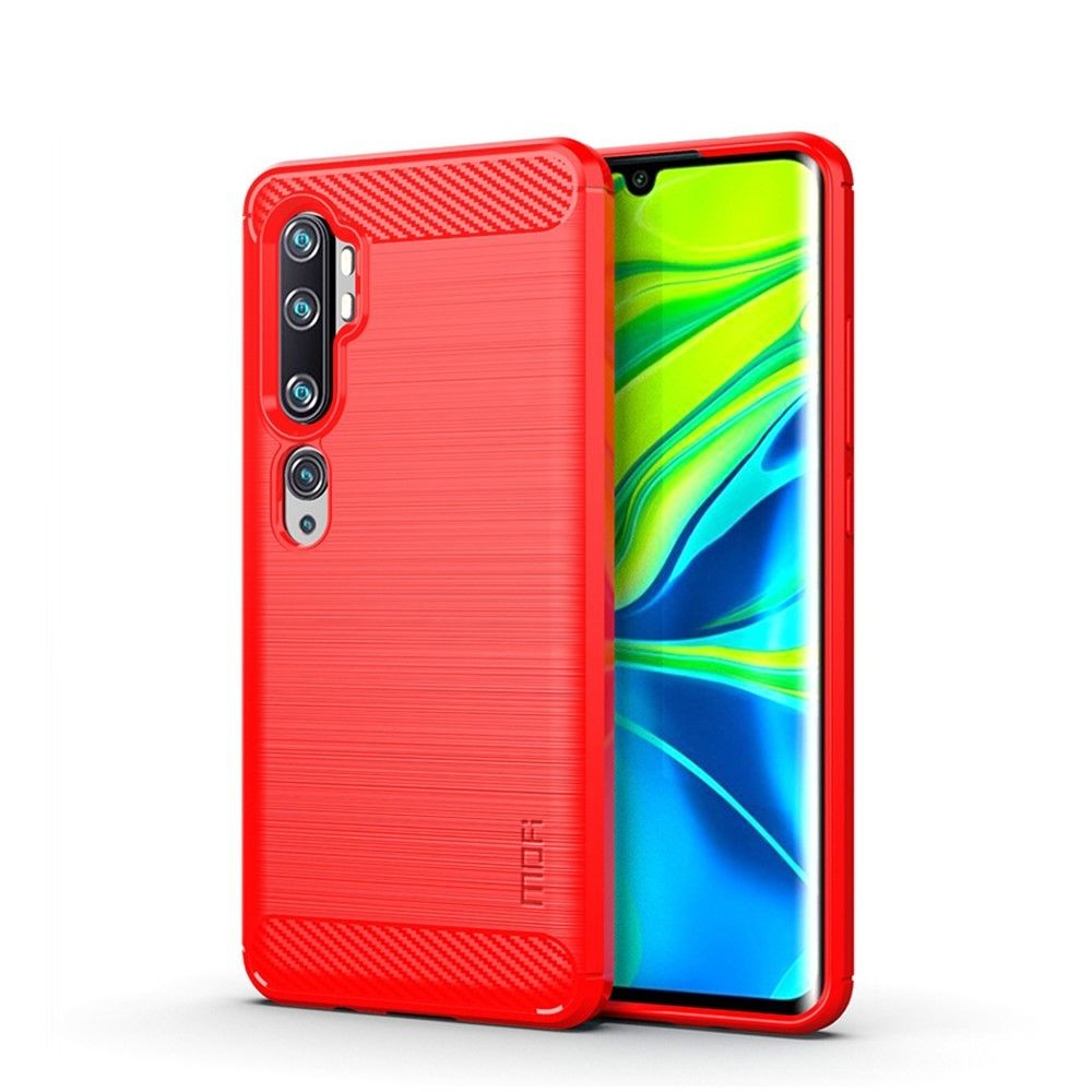 Mofi - Coque en TPU fibre de carbone brossé rouge pour votre Xiaomi Mi CC9 Pro/Note 10 - Coque, étui smartphone