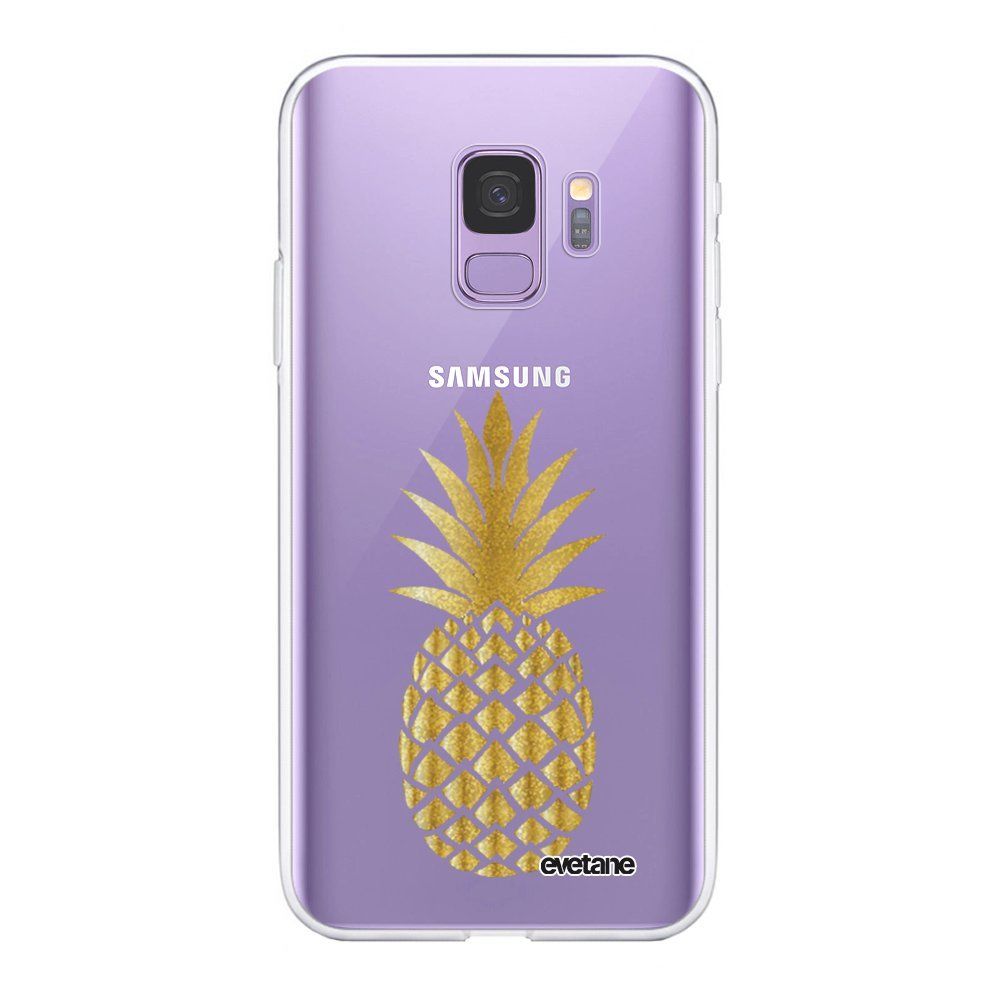 Evetane - Coque Samsung Galaxy S9 souple transparente Ananas Or Motif Ecriture Tendance Evetane. - Coque, étui smartphone