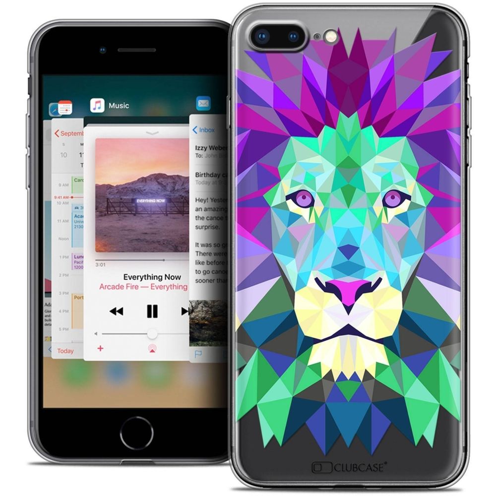Caseink - Coque Housse Etui Apple iPhone 7 Plus (5.5 ) [Crystal Gel HD Polygon Series Animal - Souple - Ultra Fin - Imprimé en France] Lion - Coque, étui smartphone