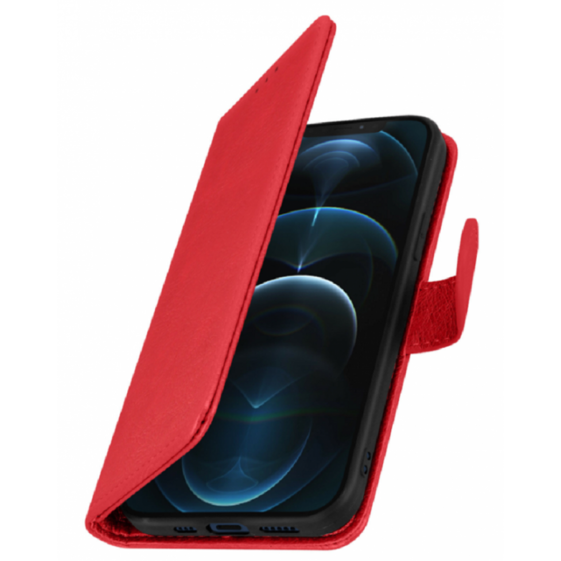 Generic - Etui Portefeuille Rouge avec coque intérieur en silicone pour Iphone 12 / 12 Pro (6,1) - Coque, étui smartphone