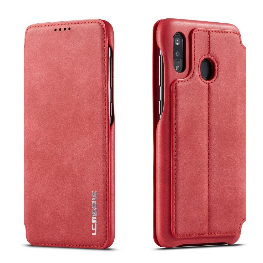 marque generique - Etui en PU style rétro avec porte-cartes rouge pour votre Samsung Galaxy A20e - Coque, étui smartphone