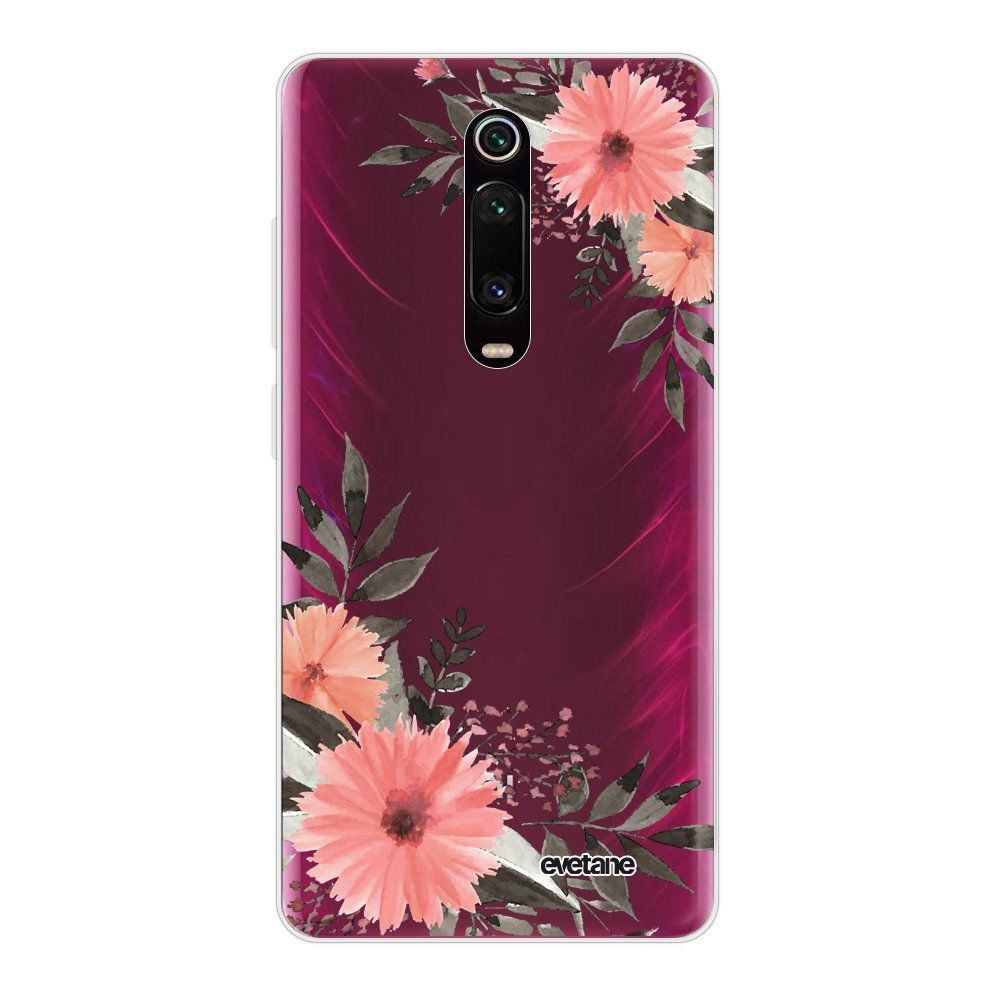 Evetane - Coque Xiaomi Mi 9T Pro souple transparente Fleurs roses Motif Ecriture Tendance Evetane - Coque, étui smartphone
