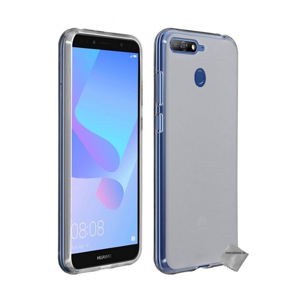 Htdmobiles - Housse etui coque pochette silicone gel fine pour Huawei Y6 (2018) + film ecran - BLANC TRANSPARENT - Autres accessoires smartphone